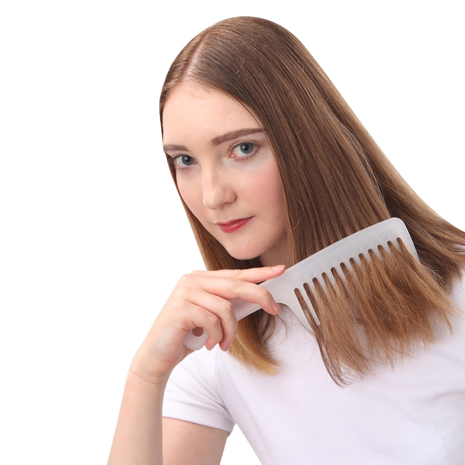 Wide Tooth Comb Detangling Hair Brush,Paddle Hair Comb,Care Handgrip Comb-Best Styling Comb for Long,Wet or Curly Reduce Hair Loss and Dandruff&Headache-Minimal Breakages